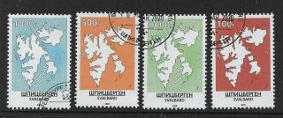 Svalbard Spitzbergen Local Stamps Set Norway Spidsbergen,  Spitsbergen,  Russia,  Map