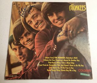 The Monkees Autographed The Monkees Album By Davy Jones & Peter Tork 1966 Vinyl