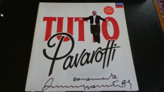 Luciano Pavarotti Autograph Tuito Signed Lp Sleeve,  A Great Signature London 1989