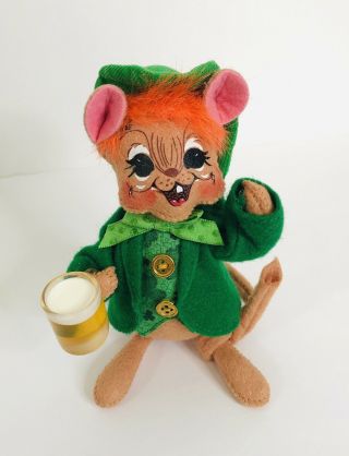 Annalee Mouse St Patricks Day Irish Leprechaun Beer Mug 2011 Lucky O’malley Doll
