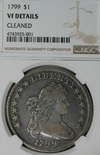 1799 Draped Bust Silver Dollar - Ngc Very Fine Details - Very Light Cleaning