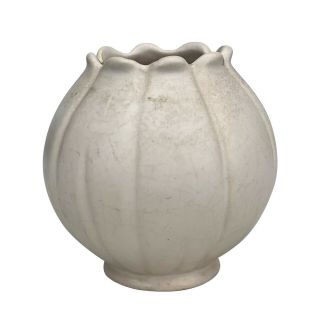 Vintage Porcelain White Onion Bud Planter Vase By Weller Pottery