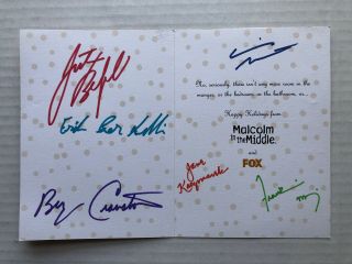 Malcolm In The Middle Fox Holiday Card Cast Signed Jane Kaczmarek Bryan Cranston