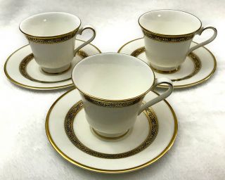 Royal Doulton English Bone China Tea Cup And Saucer Set Harlow Pattern 6 Piece