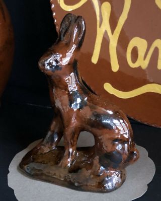 Early Ned Foltz Redware Pottery Rabbit Figure/4 - 3/4” Tall/signed N.  Foltz 1981