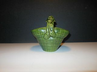 Vintage Rosemeade Green Ceramic Basket Character Planter Rare Mid Century Modern