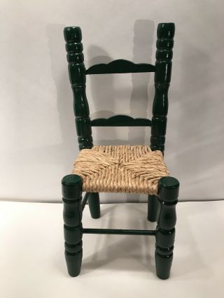 Wooden Doll Chair Ladder Back With Rush Woven Seat