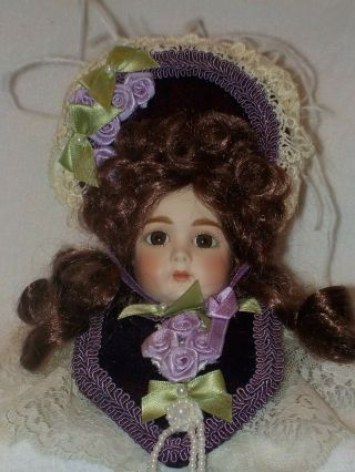 Gorgeous Victorian Porcelain Doll Head Ornament 4