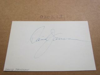 David Janssen Autographed Signed Index Card