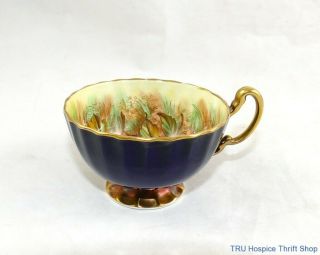 Aynsley Orchard Gold Pattern Bone China Tea Cup By D.  Jones In Royal Blue