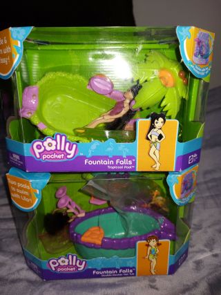 Polly Pocket Playset Fountain Falls Tropical Pool Set Crissy,  Lila 2005