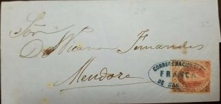 A) 1865,  Argentina,  Rivadavia Deep Red,  Shipped To Mendoza,  National Posts Franc