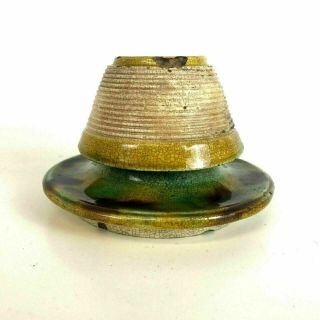 Antique Majolica Pottery Match Holder With Striker