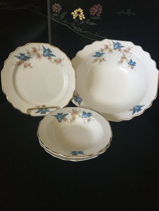 5 Pc Lido Ws George Blue Bird Dishes,  Similar Steubenville Pattern