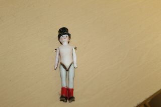 Antique German Bisque Jointed Doll - Man In Top Hat