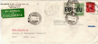 Usa - Colombia - Scadta Consular 30c Cover - Mixed Franking - Ny 1929 Rrr