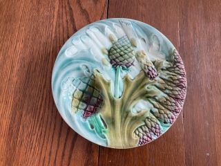 Antique French Majolica Asparagus Plate K & G Luneville