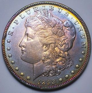 1893 P Au/ Unc Morgan Silver Dollar Key Date / Hard This /.  447