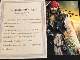 Johnny Depp Autographed 8x10 Photo,  Signed,  Authentic,  Pirates,