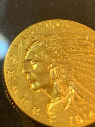 1914 Indian Head Gold $2.  50 Quarter Eagle