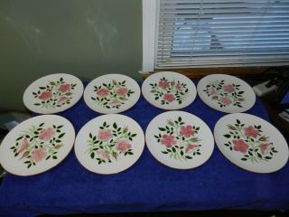 8 Vintage Stangl Pottery Wild Rose Trenton Nj Dinner Plates 10 " Diameter Minty
