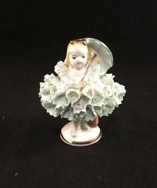Vintage Muller Volkstedt Mv Irish Dresden Lace Porcelain Figure Figurine Deidre