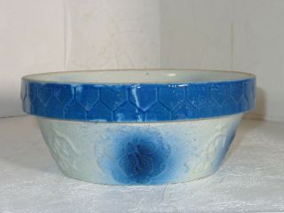 Antique Blue And White Stoneware Salt Glaze Cherries Bowl