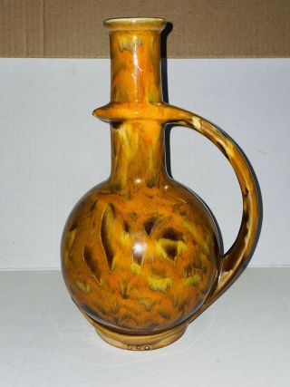 Vtg Royal Haeger Style Orange Lava Drip Glaze Pitcher Tall Vase Mcm