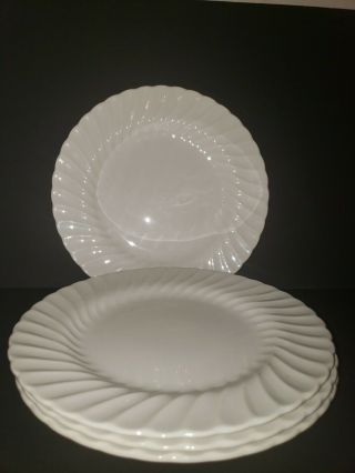 Sheffield China Bone White Swirled Pattern Set Of 4 6 1/4 " Dinner Plates