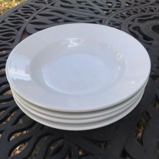 Set Of 4 Williams Sonoma White Everyday Dinnerware Rimmed Soup Pasta Bowls - 9 "