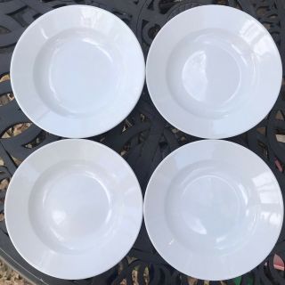 SET OF 4 WILLIAMS SONOMA WHITE EVERYDAY DINNERWARE RIMMED SOUP PASTA BOWLS - 9 