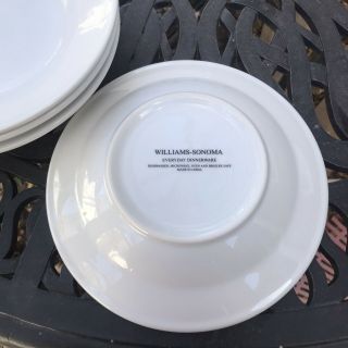 SET OF 4 WILLIAMS SONOMA WHITE EVERYDAY DINNERWARE RIMMED SOUP PASTA BOWLS - 9 