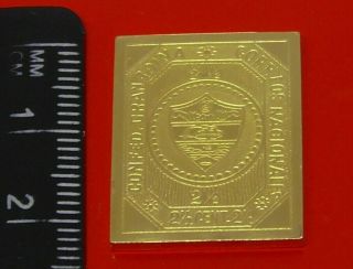 Modern Gold plated 7.  1g Silver Stamp Ingot Colombia 1859 Coat of Arms 3