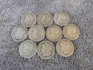 (10) Cull Silver Dollars,  All Morgan From 1880 To 1899 - Some Duplicates
