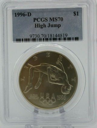 1996 D High Jump Commemorative Pcgs Ms70 Ranks 66 " 100 Greatest Us Modern Coins "