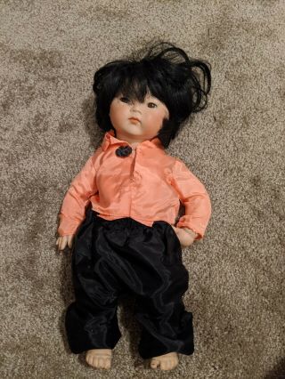 Vintage Rh 57 Jointed Bisque Asian Girl Doll 14” Signed 1984 Germany