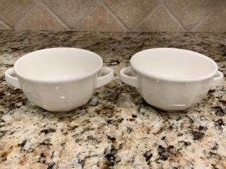 Villeroy & Boch Geo Flat Cream Soup Bowl Handled White Set (2)