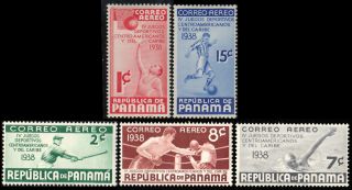 Panama Scott C43 - C47 1c,  2c,  7c,  8c And 15c Central American Caribbean Games.