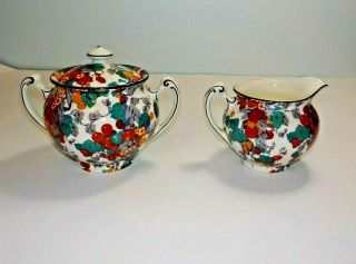 Crown Ducal Ware Crd85 Cream Pitcher And Sugar Bowl With Lid Fruits Berries