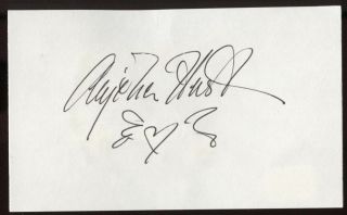 Anjelica Huston Signed Index Card Signature Vintage Autographed Auto