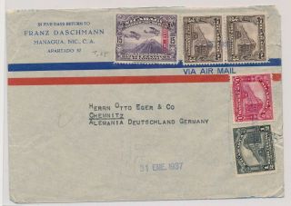 Lm88453 Nicaragua 1937 Air Mail To Chemnitz Good Cover