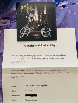 Panic At The Disco Signed Cd Album Cover/booklet (no Cd Or Case)