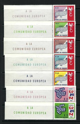 Paraguay 1961 Sc 623 - 9 Europa Mnh Set With Labels $48.  20