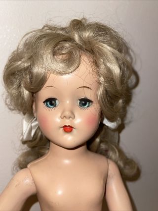 Vintage 18” Arranbee Hard Plastic Walker Doll To Dress Very Pretty Face