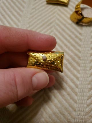 Vintage Barbie Gold Belt and 2 Gold Dimple Envelope Clutch Purses 2