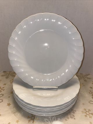 (6) Sheffield Bone White Porcelain Fine China Japan Swirled 10.  25” Dinner Plates 2