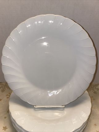 (6) Sheffield Bone White Porcelain Fine China Japan Swirled 10.  25” Dinner Plates 3