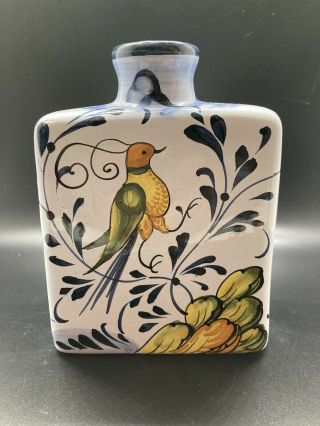 Italian Pitcher And Bottle / Vase Set Hand Painted Bird Design 2