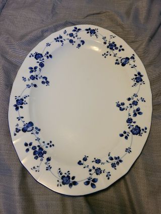 Noritake Elegance In Blue Oval Serving Platter 14 1/4 Inch