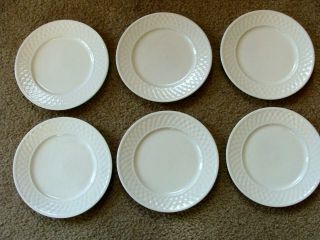 Set Of 6 Oneida Wicker Basket Weave Luncheon Salad Plates White 7.  5 Inch